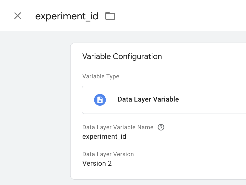 GA4 - GTM Config - Variables - experiment_id