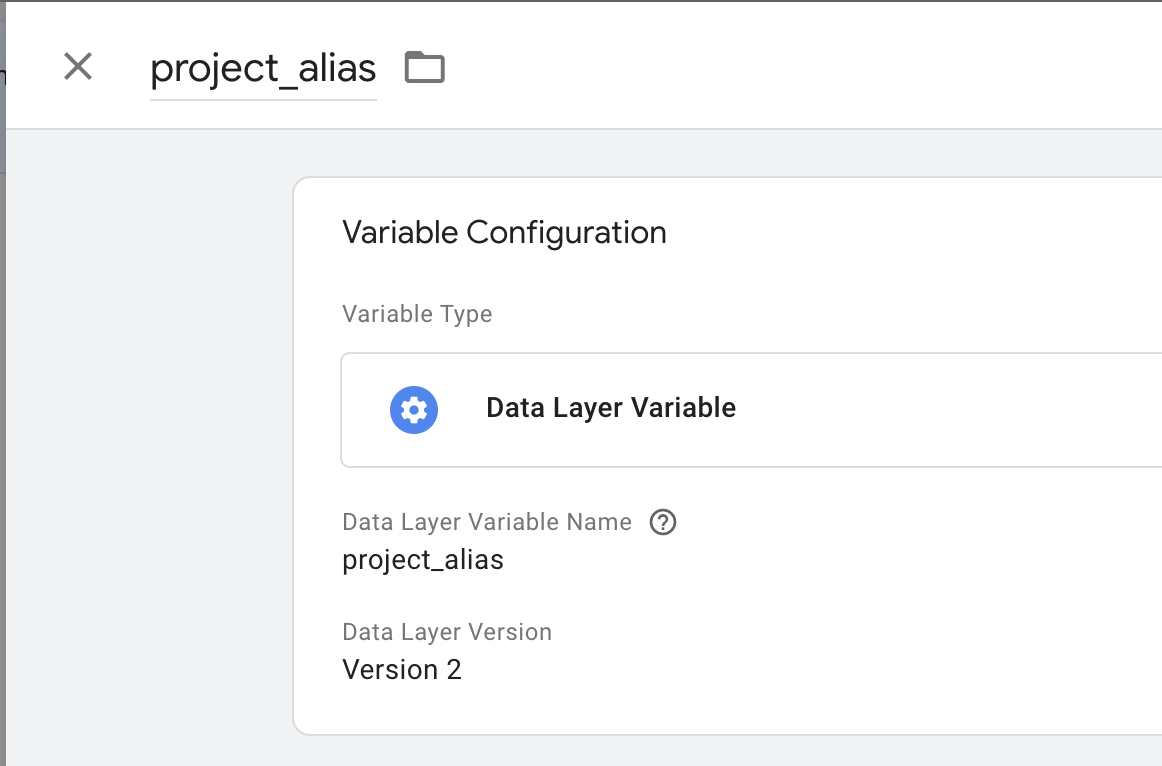 GA4 - GTM Config - Variables - project_alias